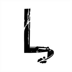 Vector logo design letter L  with excavator.