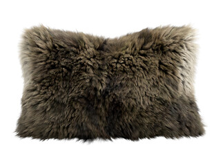 Brown fluffy rectangular eco fur accent pillow. 3d render