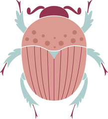 Scarab beetle insect. view from above. Isolated insect cartoon illustration in flat style