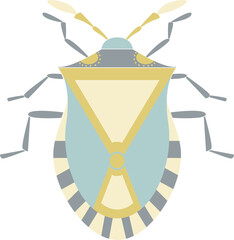 Stink bug insect. beetle view from above. Isolated insect cartoon illustration in flat style