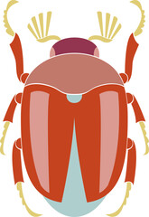 Grub cockchafer beetle view from above. Isolated insect cartoon illustration in flat style