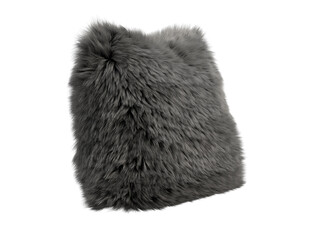 Black fluffy square eco fur accent pillow. 3d render