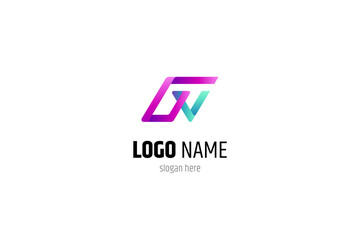 GV logo, letters G and V with simple design concept in purple and green gradient colors