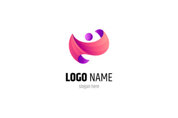 Fototapeta premium people logo with wings abstract design in red and purple color gradient