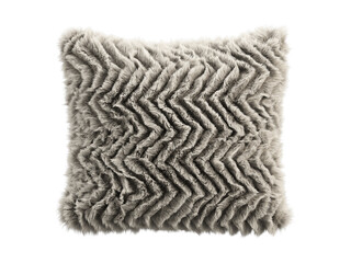 Beige fluffy square eco fur accent pillow. 3d render
