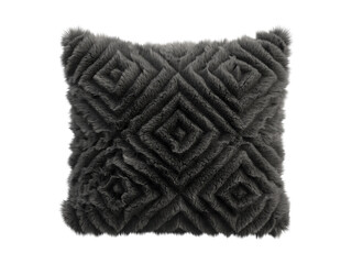 Black fluffy square eco fur accent pillow. 3d render