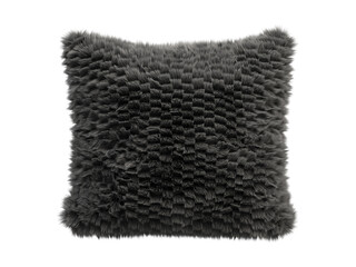 Black fluffy square eco fur accent pillow. 3d render