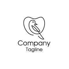 line art bird dental logo design