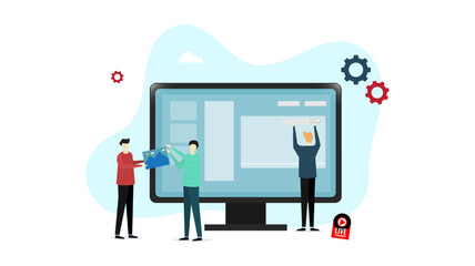 Teamwork concept web designer and developer working   together building website 