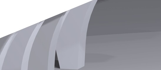 Abstract 3D rendering, futuristic building concept, can also be like machine parts, with a gray color combination, very suitable for design backgrounds.