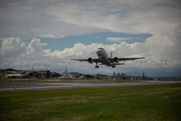 Santos Dumont airport runway, planes taking off and landing in brazil