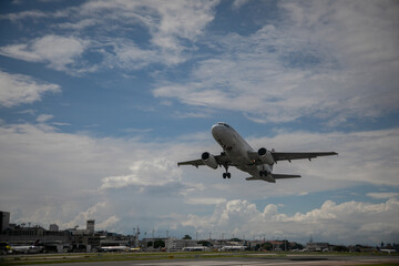 Santos Dumont airport runway, planes taking off and landing in brazil