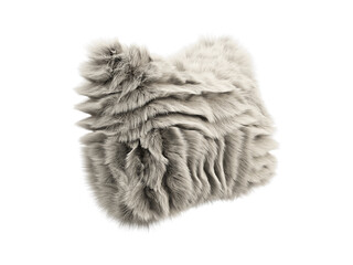 Beige fluffy rectangular eco fur accent pillow. 3d render