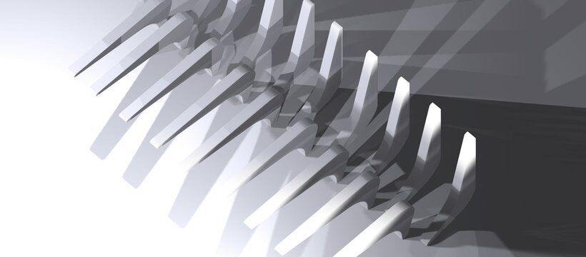 Abstract 3D rendering, futuristic building concept, can also be like machine parts, with a gray color combination, very suitable for design backgrounds.