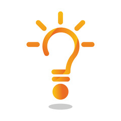 yellow abstract lamp and question mark logo. creative logo, idea concept, logo concept
