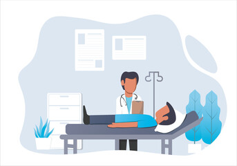 illustration of doctor and patient in the hospital