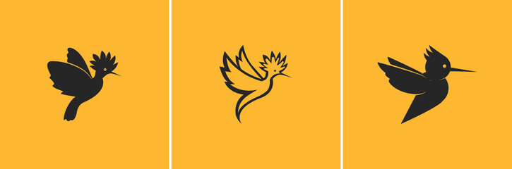 hoopoe bird logo design template set