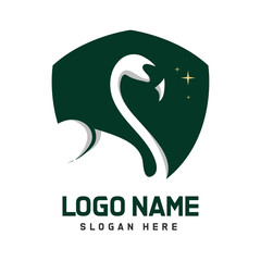 Flamingo Bird's Head with green shield and stars