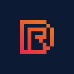 DR Letter Logo Pixel Style