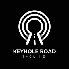 creative template logo keyhole with road icon