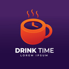 creative template logo drink with time icon