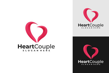online dating logo concept, heart design vector template - obrazy, fototapety, plakaty