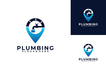 pin plumbing logo design vector template