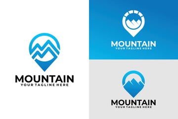 set of mountain logo vector design template