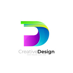 Simple letter D logo design vector, colorful style