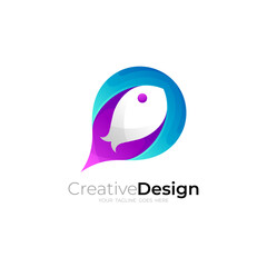 Obraz premium Fish logo template, marine life icon vector