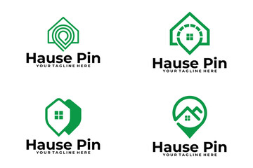 set of house pin logo vector design template