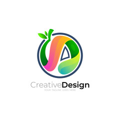 fruit logo with nature design colorful, 3d style