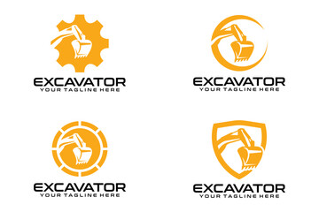 set of excavator logo vector design template