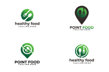 set of healthy food logo vector design template