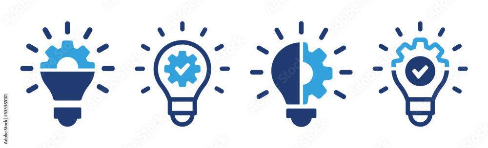 Poster innovation icon set. light bulb with cog symbol vector illustration.