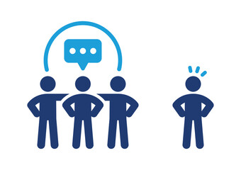 Man have no friend icon. People bullying outsider icon isolated on white background.