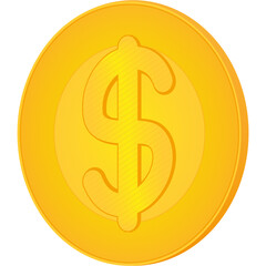 Gold coin. Vector illustration (side).