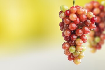 Big bunch of fresh grape with blurred vineyard background