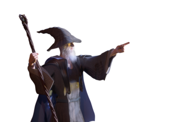 Merlin Wizard  figure  halloween background render 3d on transparent background