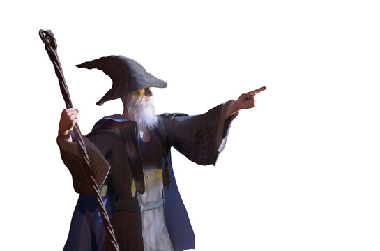 Merlin Wizard  figure  halloween background render 3d on transparent background