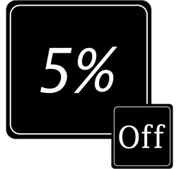 5% - Black percent sign icon