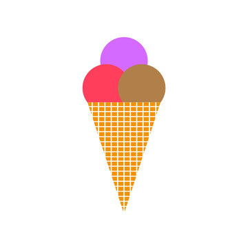 ice cream cone balls. colorful ice cream. Vector illustration. Stock image.