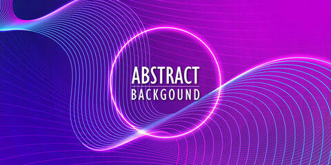 vector background for banner with wavy lines, magenta and purple colors, neon lights