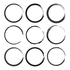 brush circles for decorative design. Photo frame. Circle frame set. Round shape. Vector illustration. Stock image. 