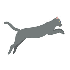 Vector flat hand drawn jumping cat isolated on white background