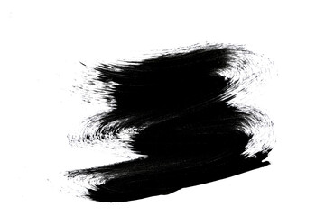 Black paint, ink brush strokes, brushes, lines against on white background with clipping path.