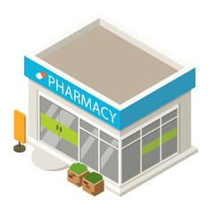 Isometric pharmacy building