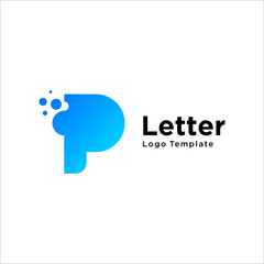 Letter P With Dots Icon Logo Design Vector Template