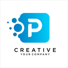 Letter P With Dots Icon Logo Design Vector Template