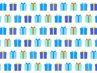 柄入りプレゼントパターン背景：青